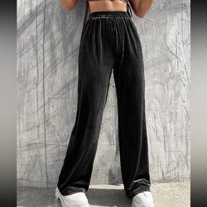 High-waist straight leg velvet pants